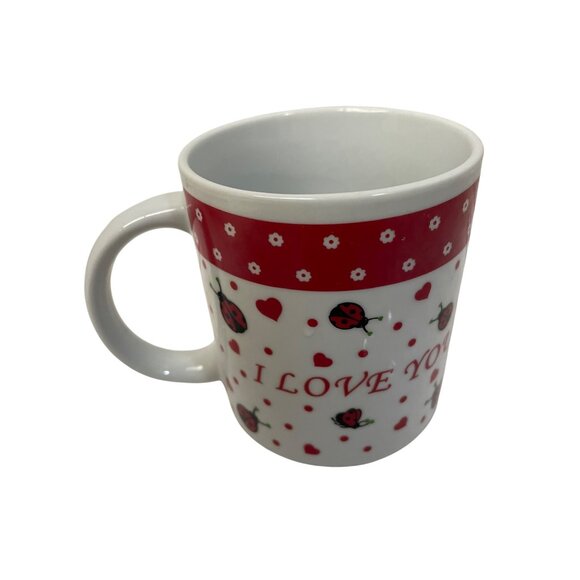 Ladybug Heart "I Love You" Ceramic Coffee Mug 11 Oz Red & White - Picture 6 of 9